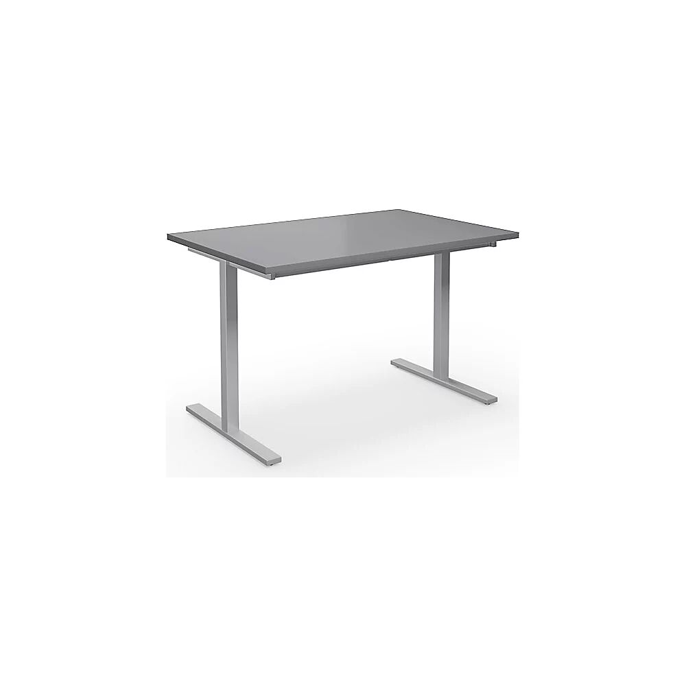 kaiserkraft Mesa multiusos DUO-T, tablero recto, A x P 1200 x 800 mm, gris luminoso, plateado