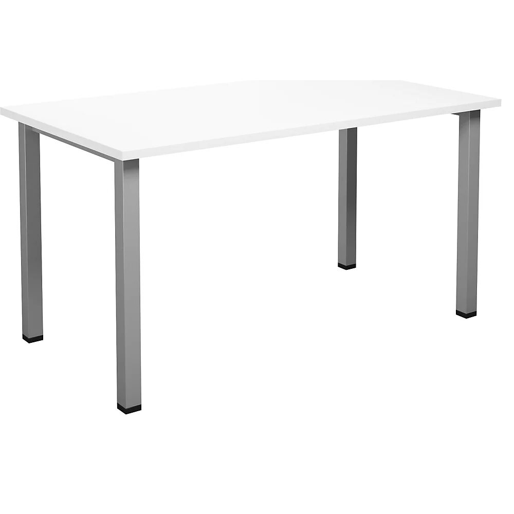 kaiserkraft Mesa multiusos DUO-U, tablero recto, A x P 1400 x 800 mm, blanco, plateado