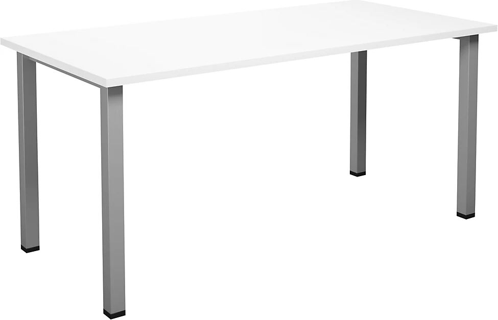 kaiserkraft Mesa multiusos DUO-U, tablero recto, A x P 1600 x 800 mm, blanco, plateado