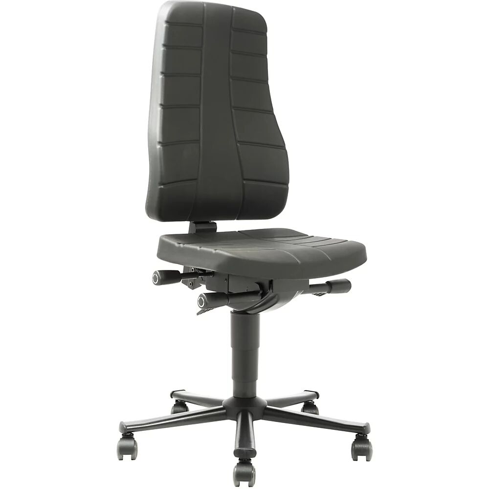 bimos Silla giratoria de trabajo All-in-One, con ruedas, espuma de PU negra