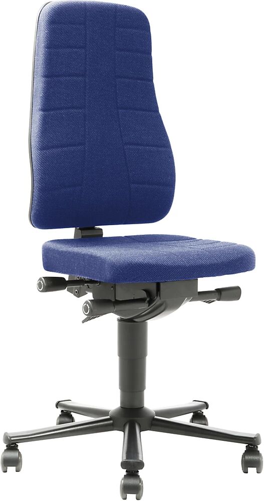 bimos Silla giratoria de trabajo All-in-One, con ruedas, acolchado de tela azul