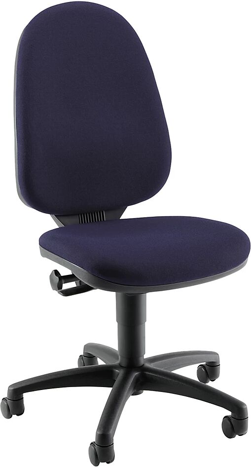 Topstar Silla giratoria estándar, sin reposabrazos, respaldo 550 mm, armazón negro, tela azul