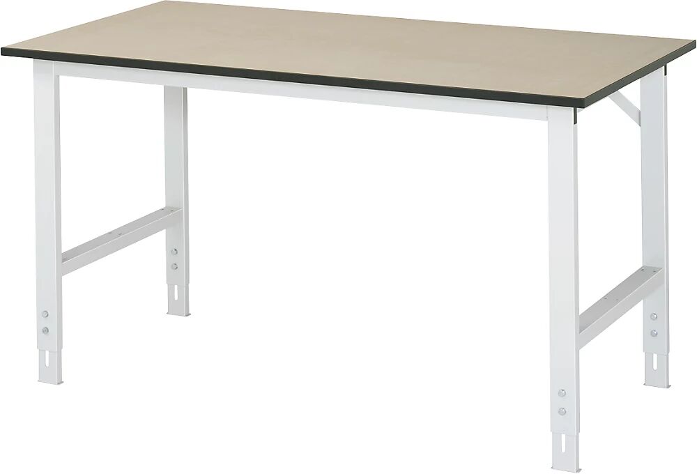 RAU Mesa de trabajo, de altura regulable, 760 - 1080 mm, tablero de MDF, A x P 1500 x 800 mm, gris luminoso