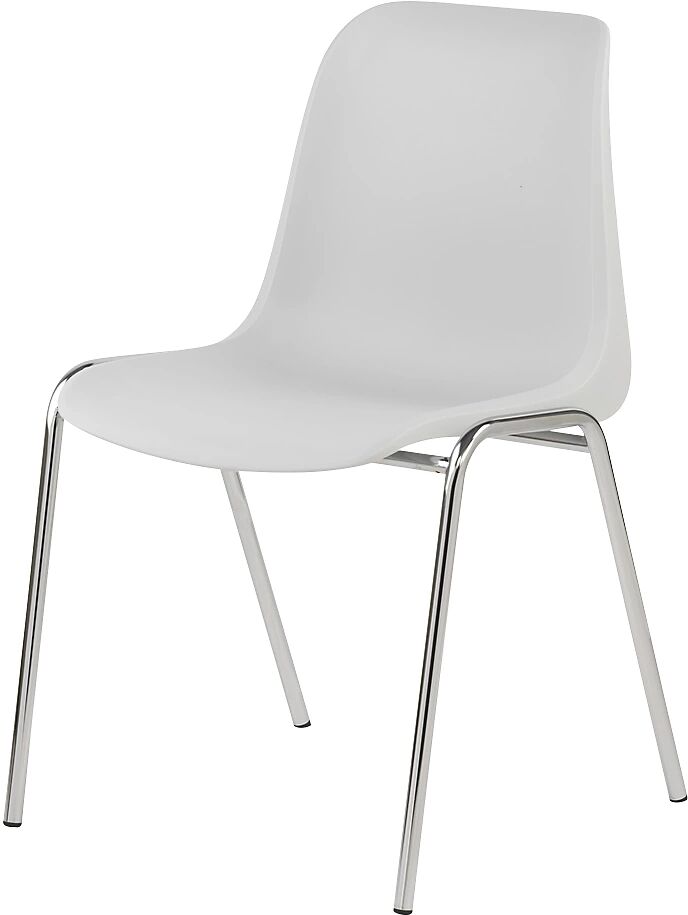 kaiserkraft Silla con carcasa de plástico EUROPA, sin acolchado, carcasa de asiento gris luminoso, UE 4 unidades