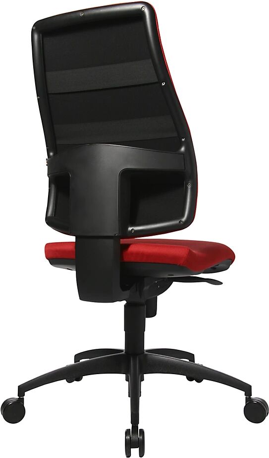 Topstar Silla giratoria ergonómica, altura del respaldo 680 mm, respaldo acolchado, tapizado del asiento rojo claro