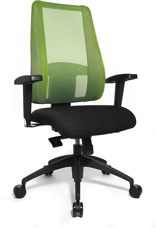 Topstar Silla giratoria de oficina LADY SITNESS DELUXE, móvil con 7 zonas, en negro / verde