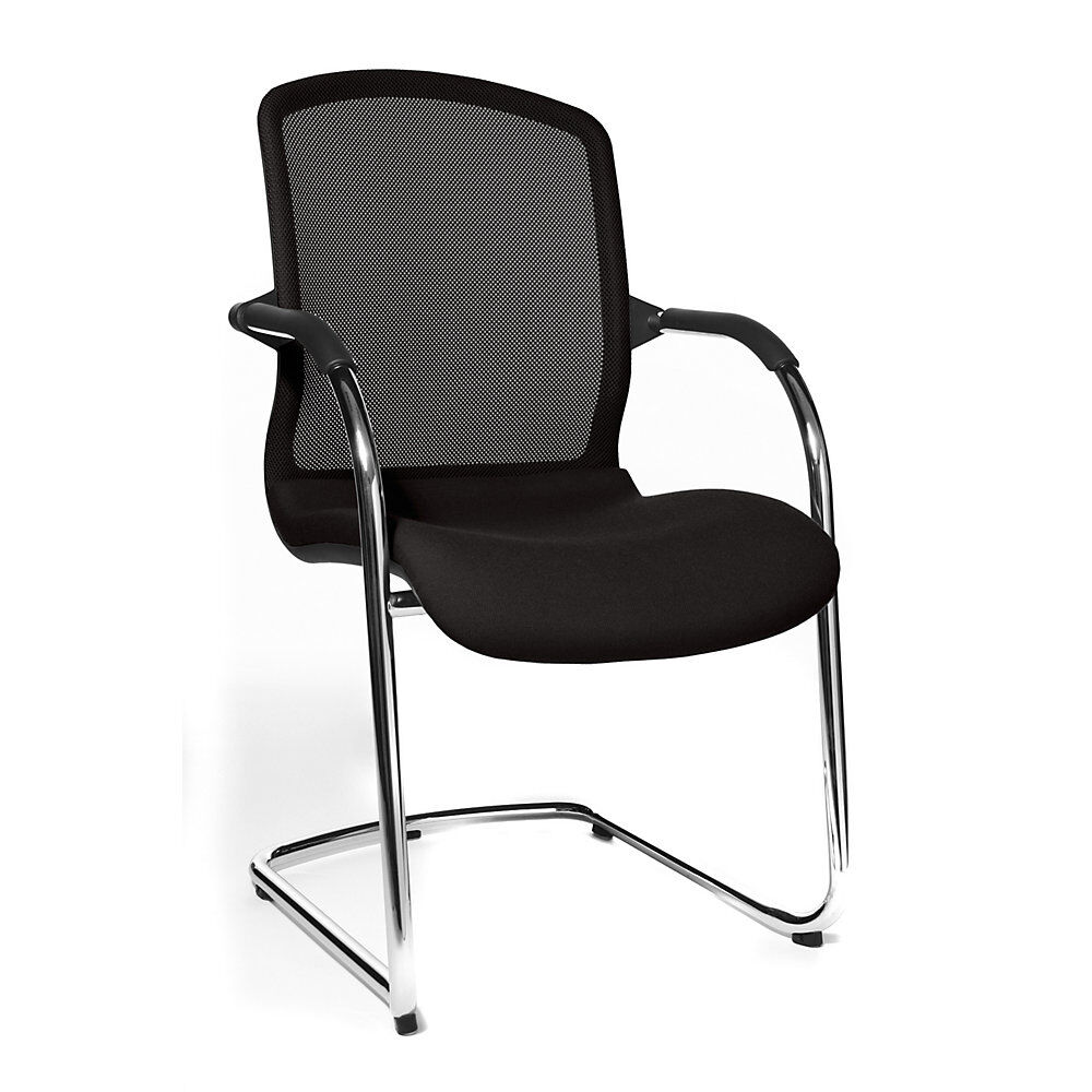 Topstar OPEN CHAIR: la silla de diseño para visitas, sillón oscilante con respaldo reticulado, UE 2 unid., en negro
