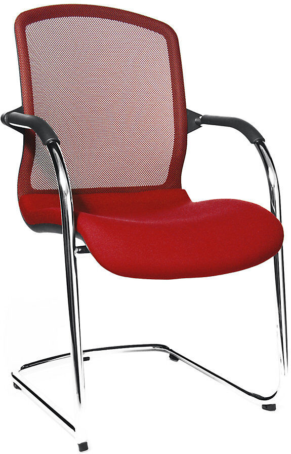 Topstar OPEN CHAIR: la silla de diseño para visitas, sillón oscilante con respaldo reticulado, UE 2 unid., en rojo