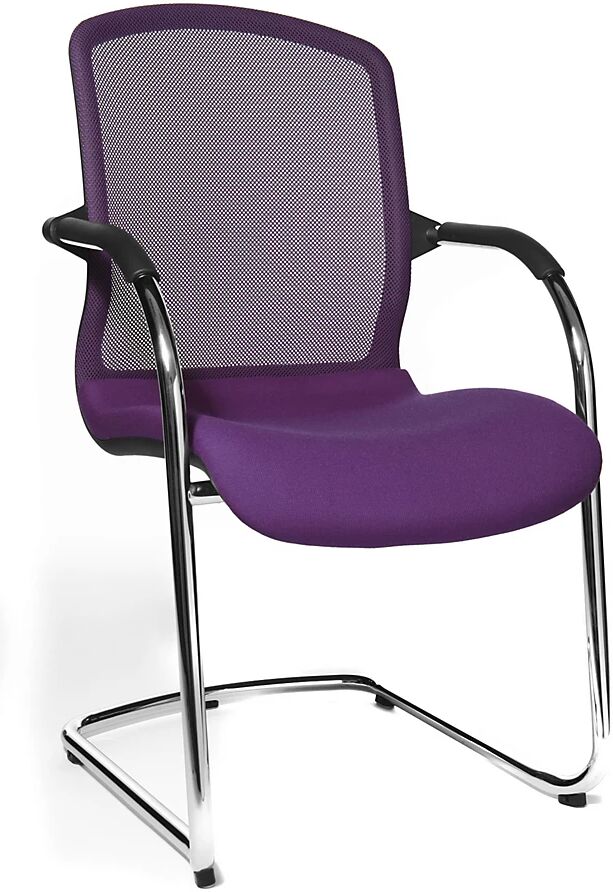 Topstar OPEN CHAIR: la silla de diseño para visitas, sillón oscilante con respaldo reticulado, UE 2 unid., en violeta