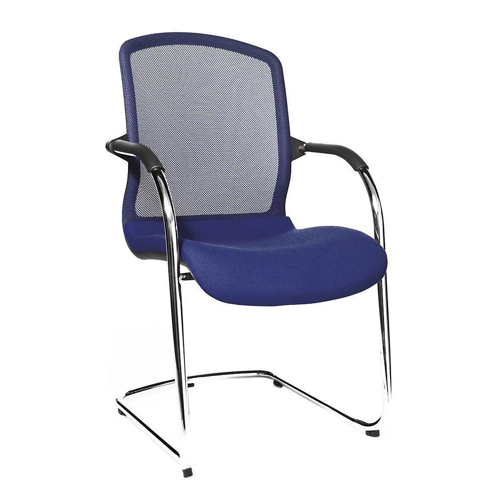 Topstar OPEN CHAIR: la silla de diseño para visitas, sillón oscilante con respaldo reticulado, UE 2 unid., en azul real