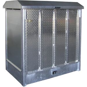 eurokraft pro Depósito para sustancias peligrosas, con puerta de aluminio como rampa de acceso, para 2 bidones de 200 litros, galvanizado