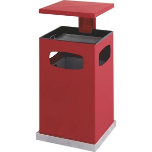 kaiserkraft Colector de residuos con cenicero interior y tejadillo, capacidad 72 l, A x H x P 500 x 955 x 500 mm, rojo vivo