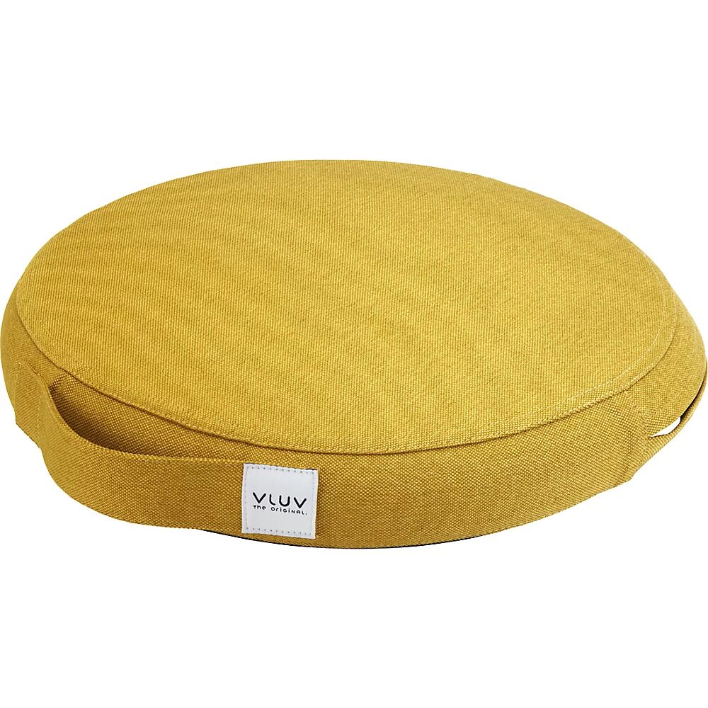 VLUV Cojín de equilibrio PIL&PED LEIV, con tapizado de tela, Ø 400 mm, amarillo mostaza