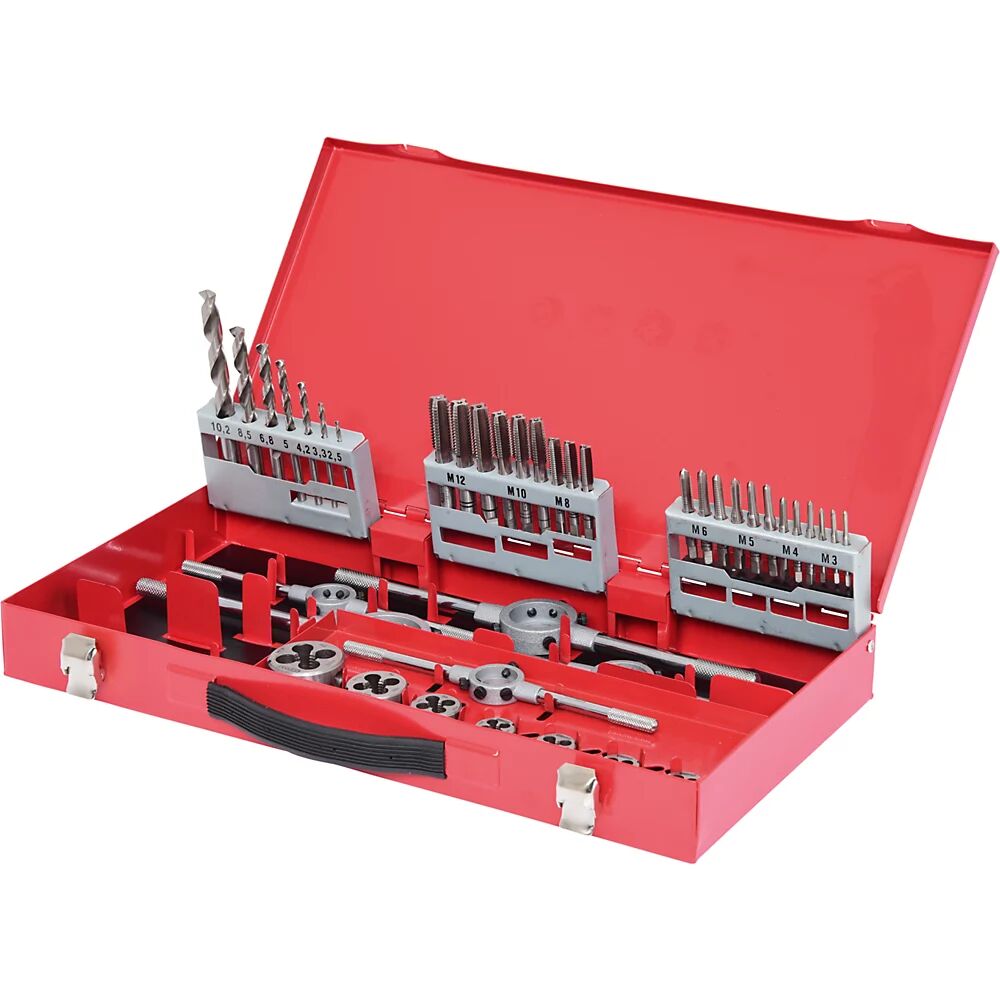 KS Tools Juego de herramientas de tallado de roscas HSS, 44 piezas, cajetín industrial