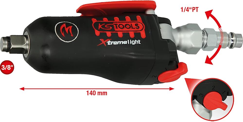 KS Tools Mini llave de impacto neumática de 3/8'' MONSTER Xtremelight, 108 Nm, 98 dbA