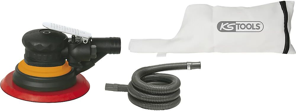 KS Tools Lijadora excéntrica de aire comprimido con aspiración de polvo, 240 W, consumo de aire 255 l/min