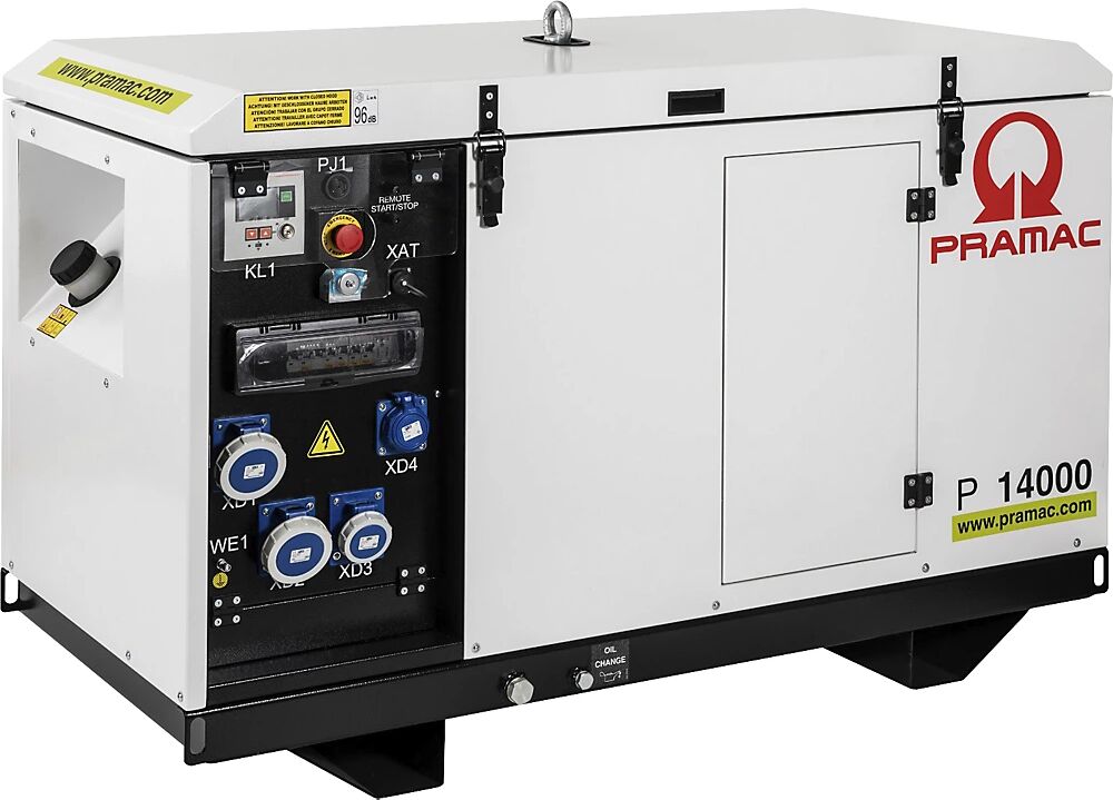 Pramac Generador eléctrico serie P, diésel, 400 / 230 V, P 14000 - potencia COP 3,6 kVA (230 V) / 12,4 kVA (400 V), 3,24 / 9,92 kW