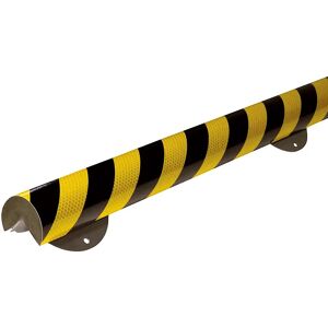 SHG Protección de esquinas Knuffi® con carril de montaje, tipo A+, pieza de 1 m, negro y amarillo, reflectante