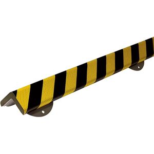 SHG Protección de esquinas Knuffi® con carril de montaje, tipo H+, pieza de 1 m, negro y amarillo, reflectante