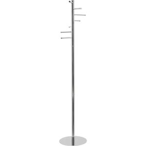 MAUL Perchero calima, altura 1770 mm, Ø de la columna 40 mm, 7 ganchos, Ø del pie 350 mm, plata clara