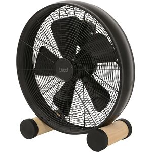 kaiserkraft Ventilador de pie de diseño con pies de madera, H x A x P 480 x 460 x 190 mm, negro