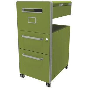 BISLEY Mueble auxiliar Bite™, con 1 tablón para chinchetas, apertura a la izquierda, con 1 cajón universal y 1 cajón para archivadores colgantes, verde