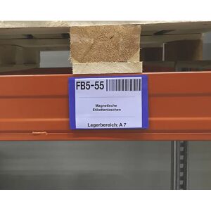 kaiserkraft Fundas para etiquetas, UE 50 unid., con tiras magnéticas, A x H 160 x 110 mm, DIN A6, azul