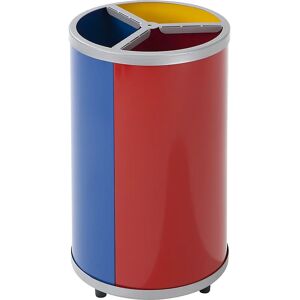 VAR Recipiente para separar materiales, redondo, capacidad 3 x 30 l, H x Ø 720 x 420 mm, amarillo, azul, rojo