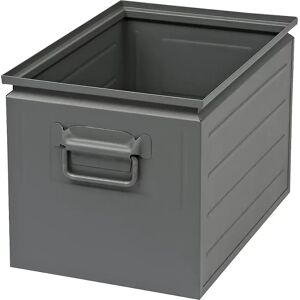 kaiserkraft Caja apilable de chapa de acero, capacidad aprox. 35 l, gris basalto RAL 7012