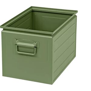 kaiserkraft Caja apilable de chapa de acero, capacidad aprox. 35 l, verde reseda RAL 6011