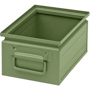 kaiserkraft Caja apilable de chapa de acero, capacidad aprox. 9 l, verde reseda RAL 6011