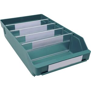 STEMO Caja para estanterías de polipropileno a prueba de golpes, verde, L x A x H 400 x 240 x 95 mm, UE 15 unidades