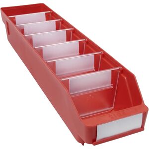 STEMO Caja para estanterías de polipropileno a prueba de golpes, rojo, L x A x H 500 x 118 x 95 mm, UE 30 unidades