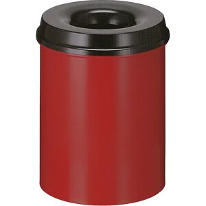 kaiserkraft Papelera de seguridad, acero, autoextinguible, capacidad 15 l, H x Ø 360 x 255 mm, cuerpo en rojo / tapa extintora en negro