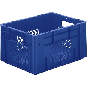 kaiserkraft Euro-recipiente para cargas pesadas, polipropileno, capacidad 17,5 l, L x A x H 400 x 300 x 210 mm, paredes perforadas, fondo cerrado, azul, UE 4 unidades