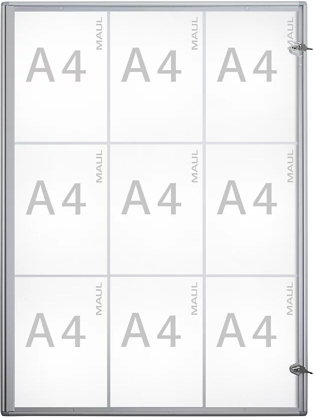 MAUL Vitrina, profundidad exterior 27 mm, altura exterior 963 mm, 9 x DIN A4