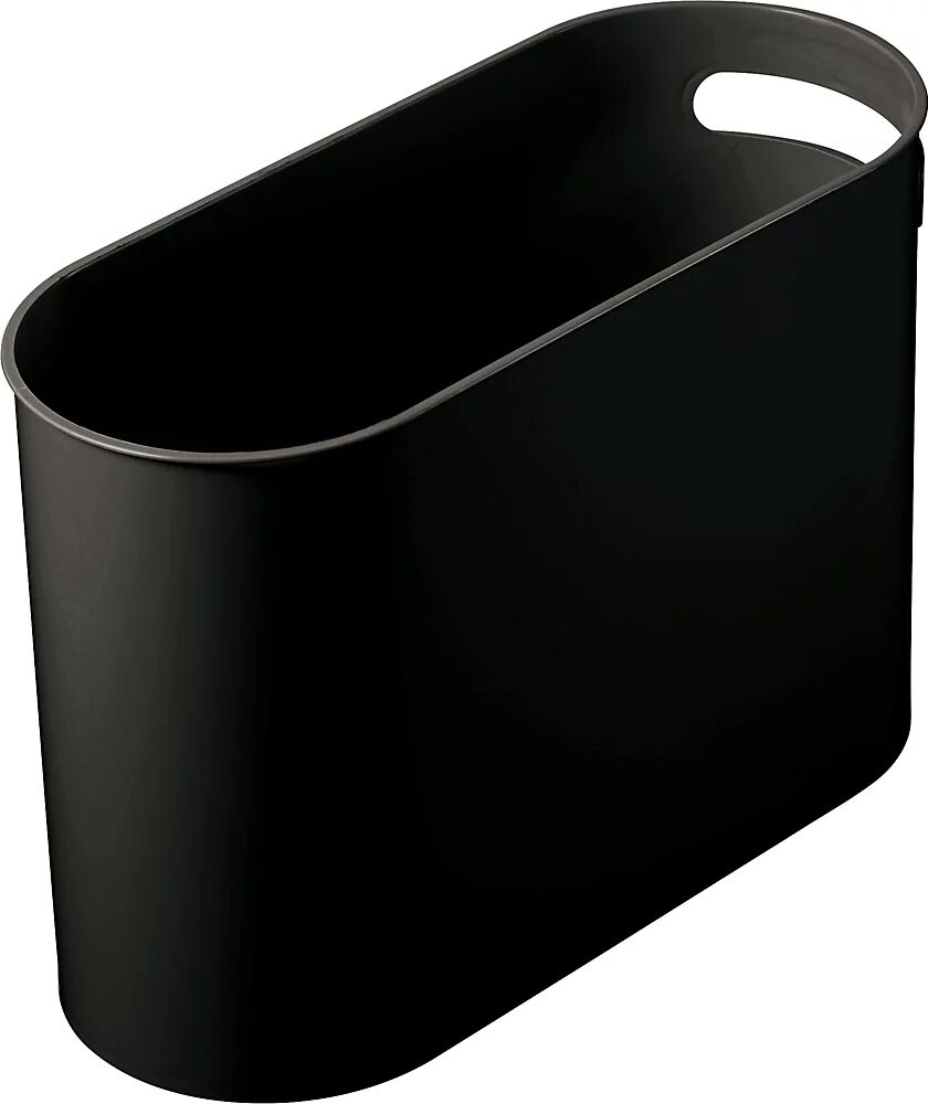 helit Papelera oval, capacidad 22 l, A x H x P 180 x 300 x 450 mm, en negro, UE 4 unid.