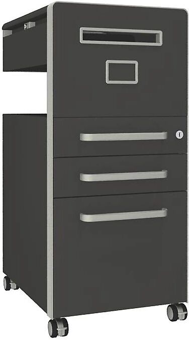 BISLEY Mueble auxiliar Bite™, con 1 panel rotulable, apertura a la derecha, con 2 cajones universales y 1 cajón para archivadores colgantes, pizarra