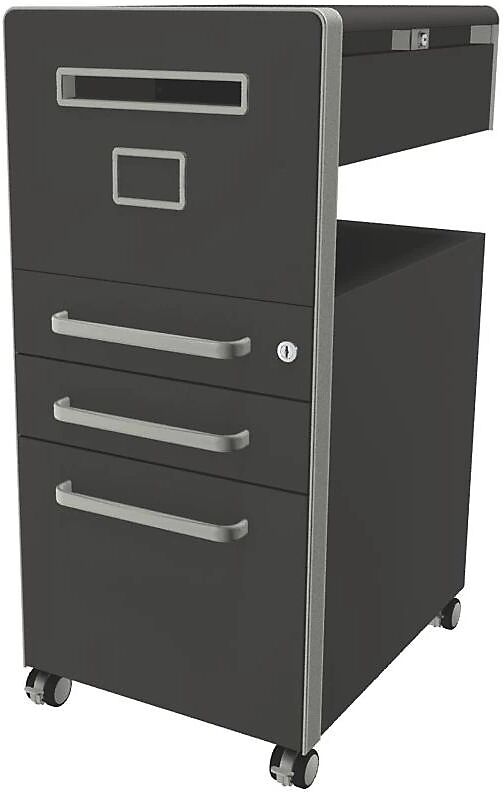 BISLEY Mueble auxiliar Bite™, con 1 panel rotulable, apertura a la izquierda, con 2 cajones universales y 1 cajón para archivadores colgantes, pizarra