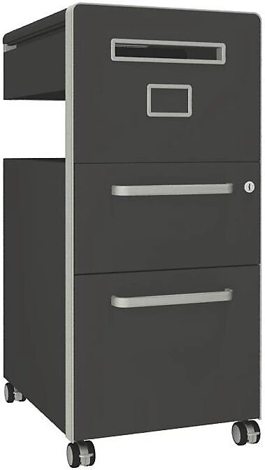 BISLEY Mueble auxiliar Bite™, con 1 panel rotulable, apertura a la derecha, con 1 cajón universal y 1 cajón para archivadores colgantes, pizarra