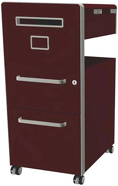 BISLEY Mueble auxiliar Bite™, con 1 panel rotulable, apertura a la izquierda, con 1 cajón universal y 1 cajón para archivadores colgantes, sepia