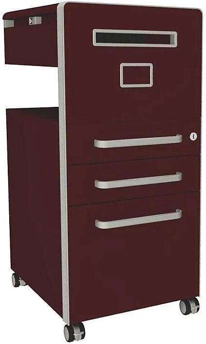 BISLEY Mueble auxiliar Bite™, con 1 tablón para chinchetas, apertura a la derecha, con 2 cajones universales y 1 cajón para archivadores colgantes, sepia