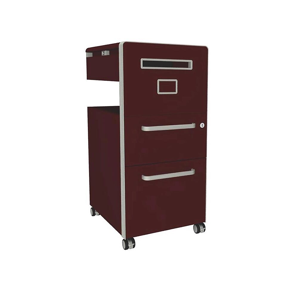 BISLEY Mueble auxiliar Bite™, con 1 tablón para chinchetas, apertura a la derecha, con 1 cajón universal y 1 cajón para archivadores colgantes, sepia