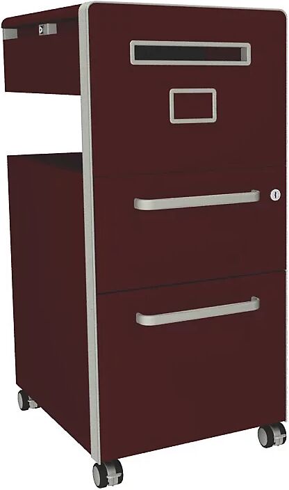 BISLEY Mueble auxiliar Bite™, con 1 panel rotulable, apertura a la derecha, con 1 cajón universal y 1 cajón para archivadores colgantes, sepia