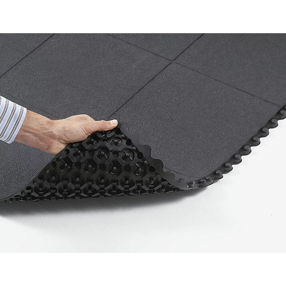 NOTRAX Sistema ensamblable Cushion Ease Solid™ NITRILE FR, L x A x H 910 x 910 x 19 mm, caucho negro