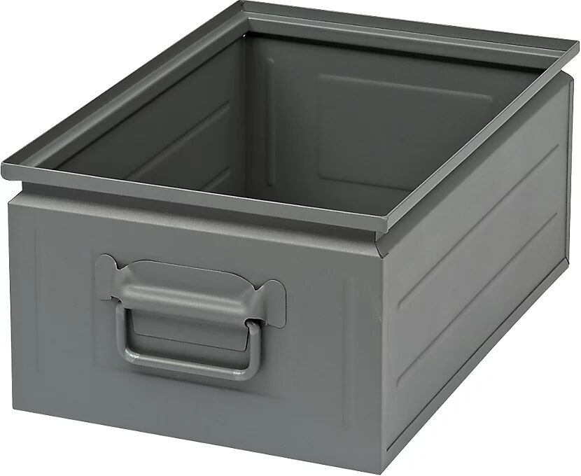 kaiserkraft Caja apilable de chapa de acero, capacidad aprox. 25 l, gris basalto RAL 7012