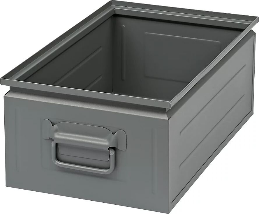 kaiserkraft Caja apilable de chapa de acero, capacidad aprox. 30 l, gris basalto RAL 7012