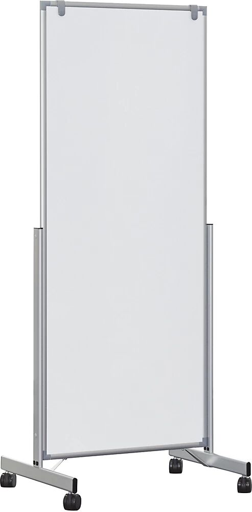 MAUL Panel rotulable pro easy2move, móvil, H x P 1965 x 640 mm, aluminio blanco, H x A del panel 1800 x 750 mm