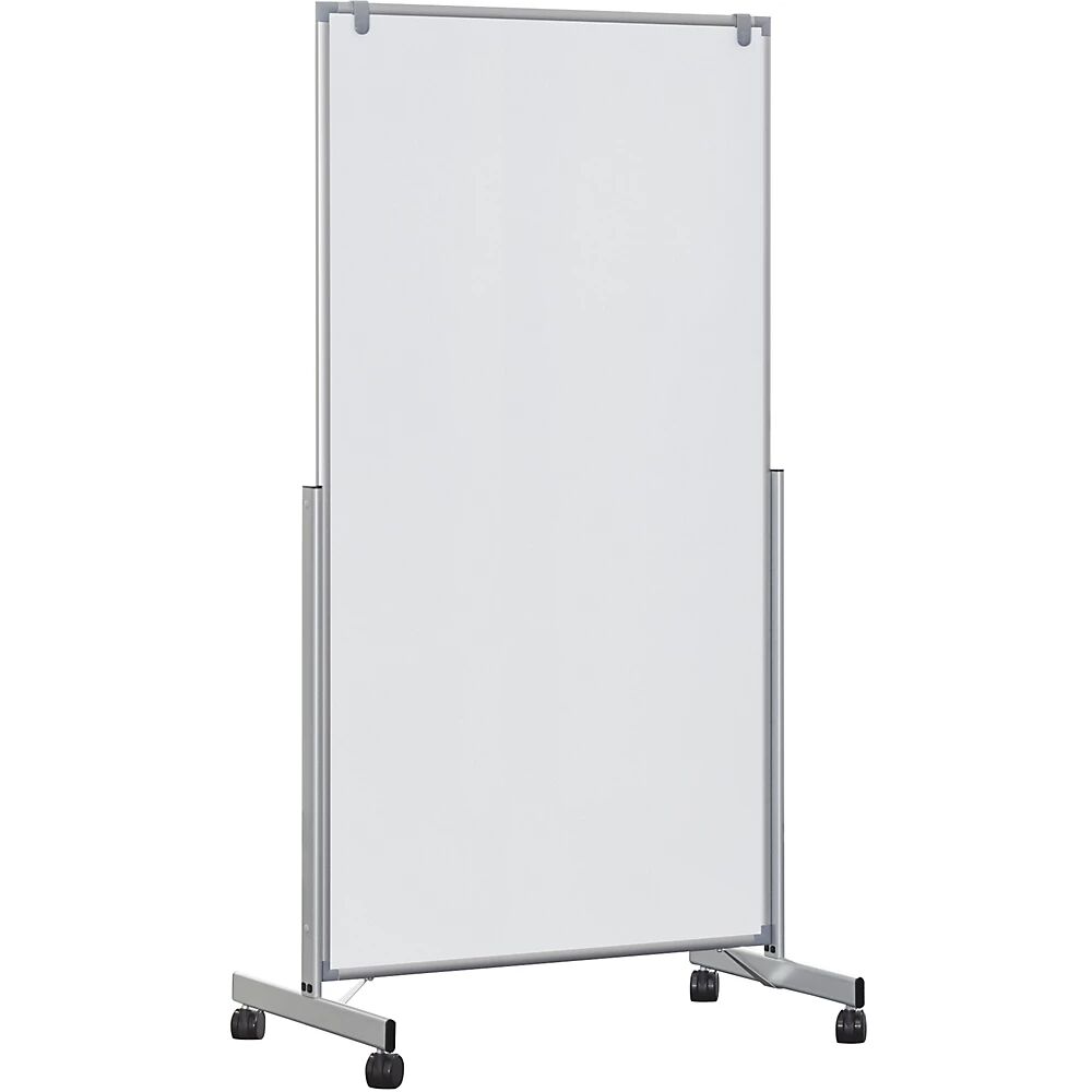 MAUL Panel rotulable pro easy2move, móvil, H x P 1965 x 640 mm, aluminio blanco, H x A del panel 1800 x 1000 mm