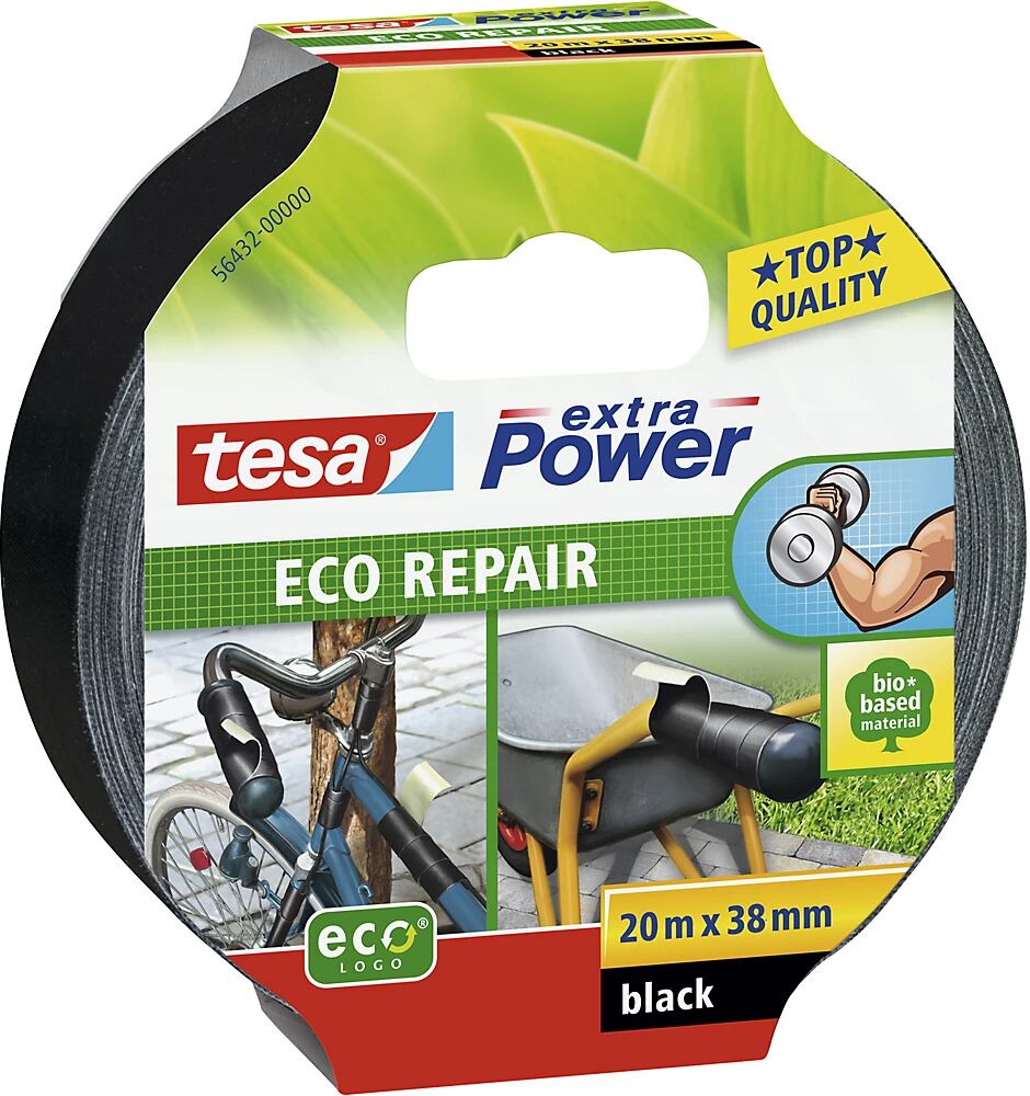 tesa Cinta de tejido, extra Power® Eco Repair, UE 48 rollos, negro, anchura de cinta 38 mm